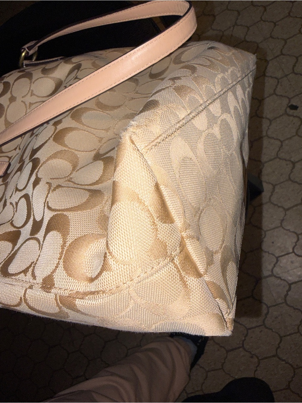 Coach Dempsey Beige Signature Green Stripe Tote Bag, F28504 and Matching Wallet - Picture 10 of 13